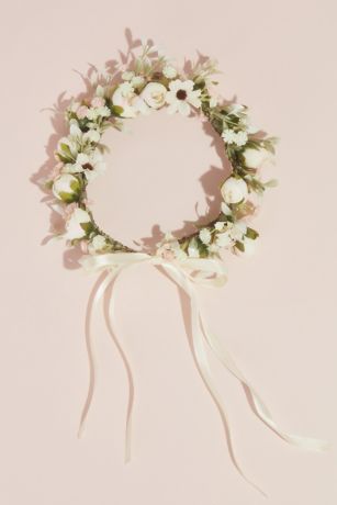 Faux Floral Wreath Flower Crown with ...